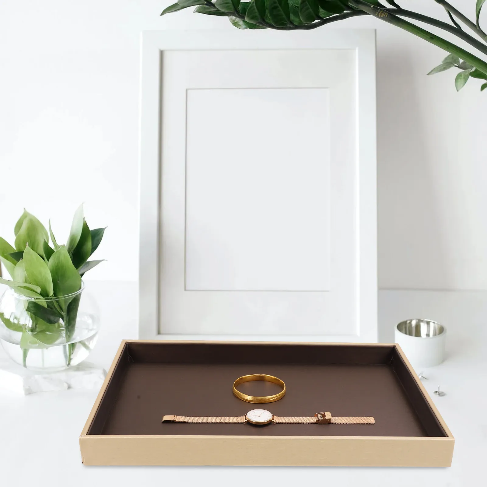 

Настольный органайзер для украшений, 1 шт., большой емкости, матовый лоток для хранения колец, ожерелий, браслетов, прикроватный