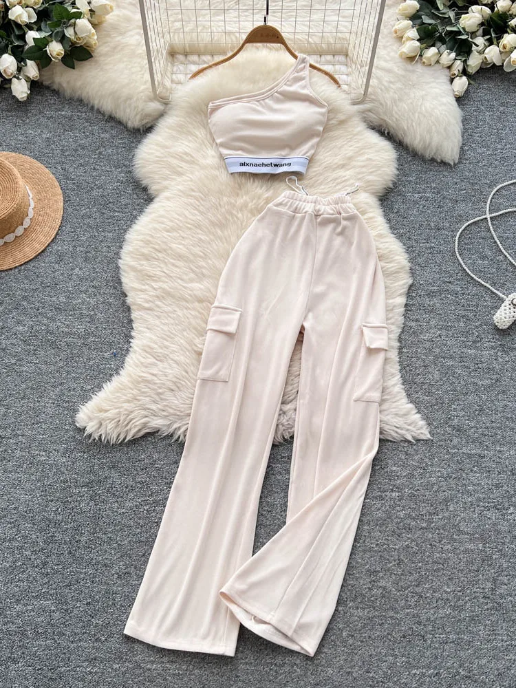 Conjunto deportivo de dos piezas para mujer, traje de verano con diseño de corazón, correa para el hombro, Top corto ceñido a...