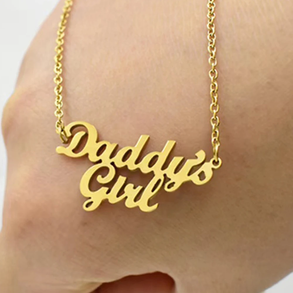 Stainless Steel Necklace Fashionable Lovingly Engraved Daddy's Girl Collarbone Chain For Women Jewelry Birthday Anniversary Gift