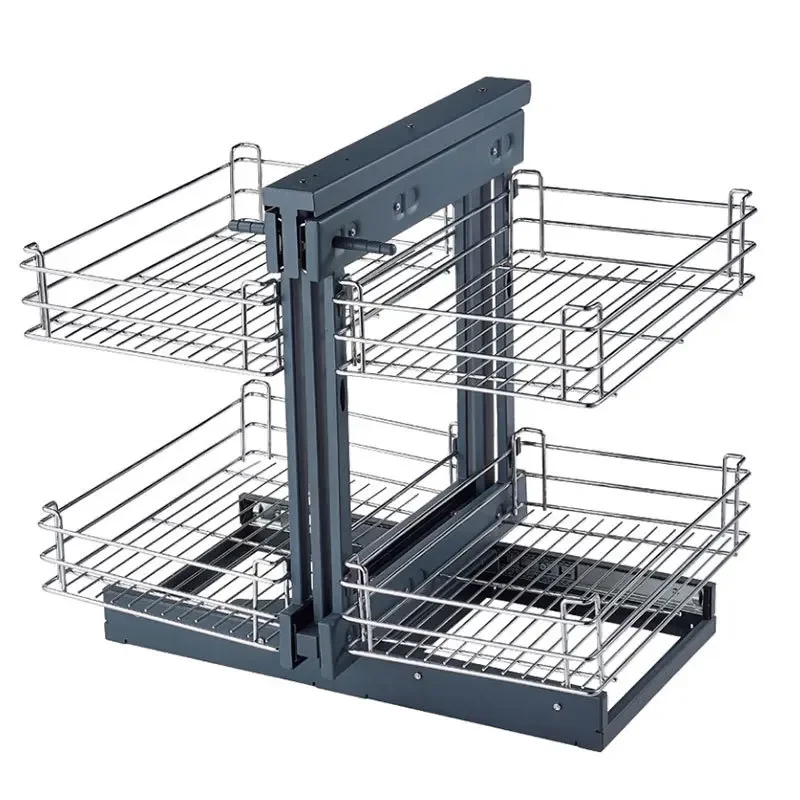 Kitchen cabinets, crystal corner basket, double-layer drawer storage basket, wire full open corner monster basket