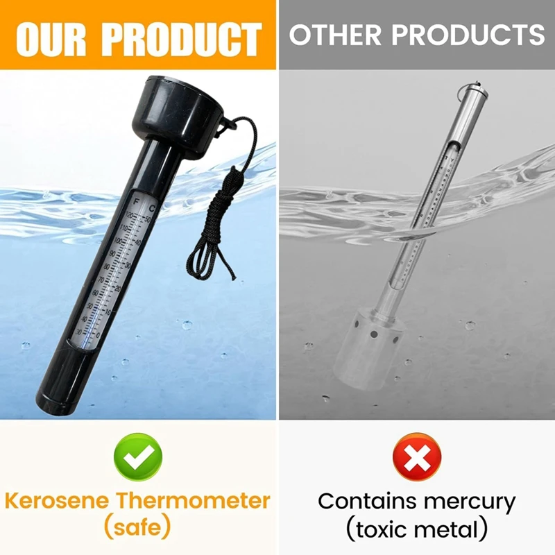 ZIZI Pool Thermometer,Pool Temperature Thermometer Floating Easy Read,For Outdoor And Indoor Swimming Pools And Spas