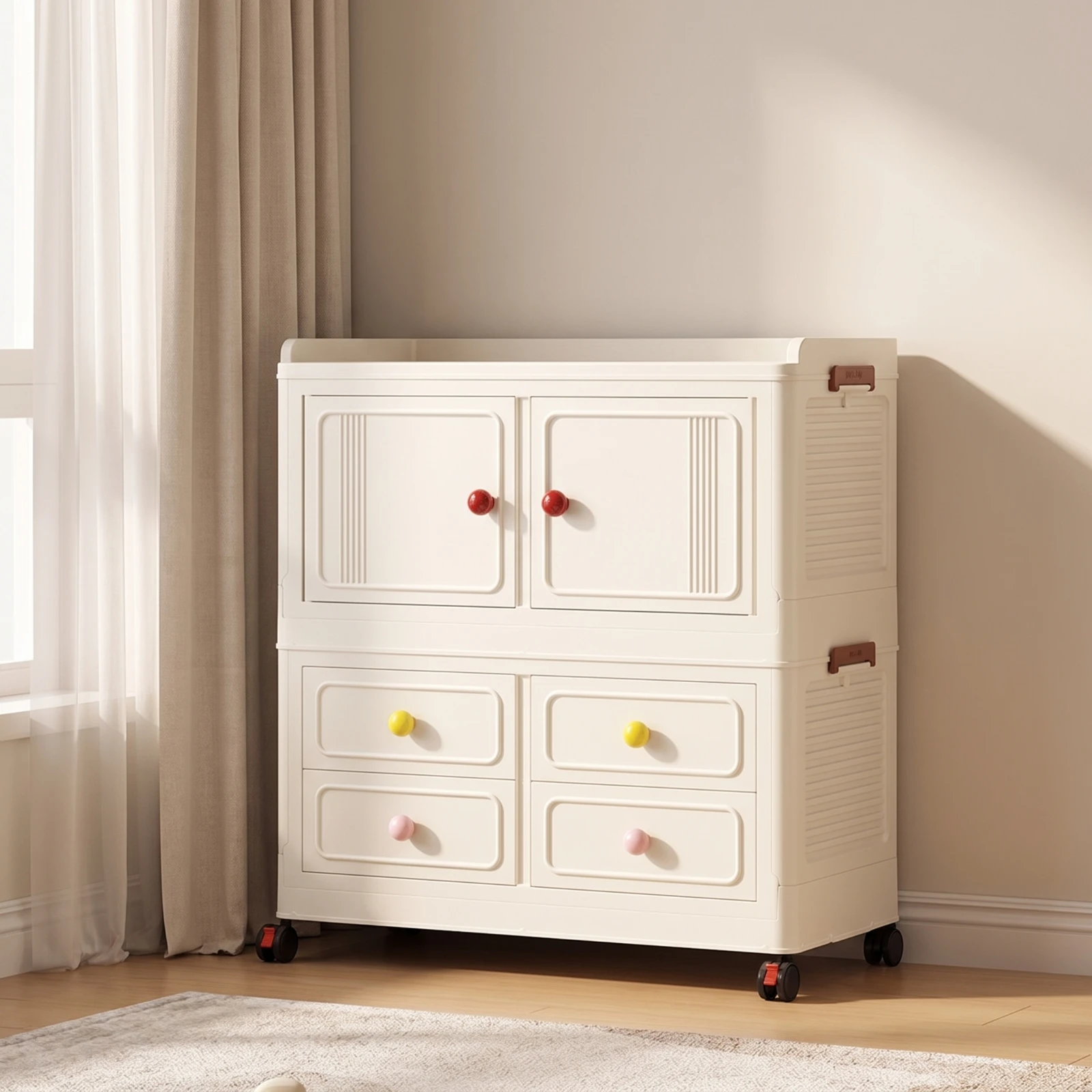 Storage Cabinet with Wheels Multi-Purpose Rolling Cabinet Mobile Storage Unit Sturdy Drawer Cabinet with Wheels Rust-Resistant