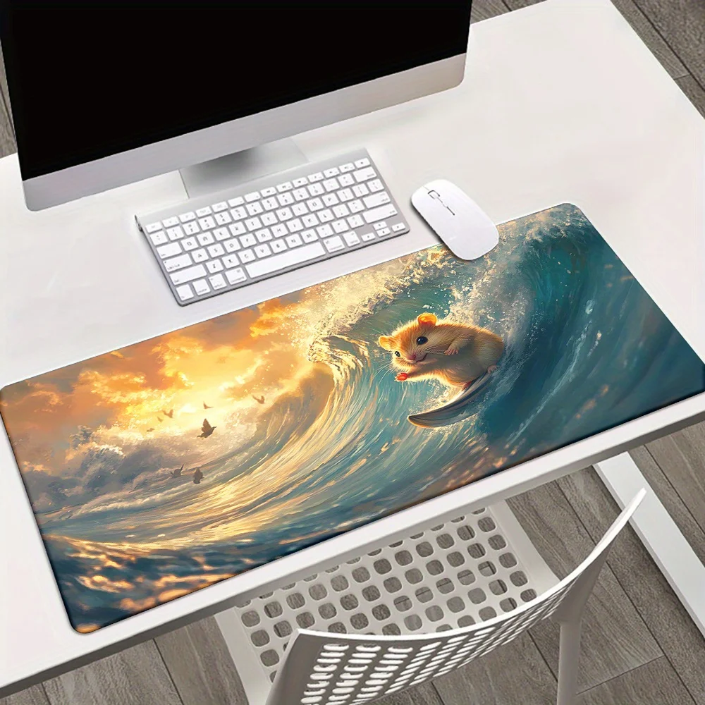 

Rubber anti-slip and washable mousepad with a surfing hamster pattern is suitable for gamers and families. It is of high quality