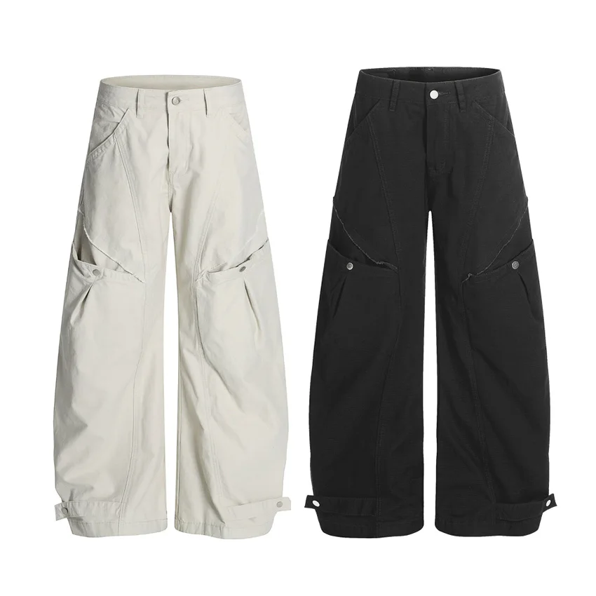 American High Street Vintage Y2k Cargo Pants Men Women Streetwear Multi-pocket Wide Leg Baggy Pants Couple Harem Trousers
