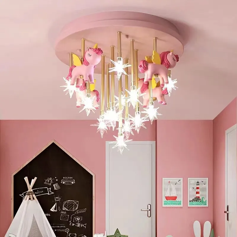 Imagem -05 - Luz de Teto Estrela Animal Criativa Lâmpada do Quarto para Meninas Quarto do Bebê Quarto das Crianças Kawaii Luz de Decoração