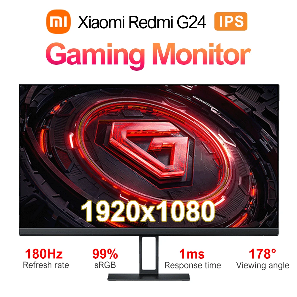 NEW Xiaomi Redmi Gaming G24 Monitor IPS Edition HDR 1ms 180Hz Refresh Rate Adaptive-Sync LCD Screen Three Narrow Bezels Display