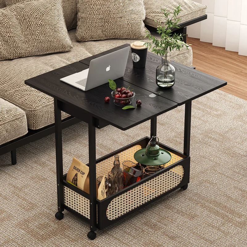 Durable Multifunctional removable sofa side cabinet coffee table small apartment folding trolley folding small table household