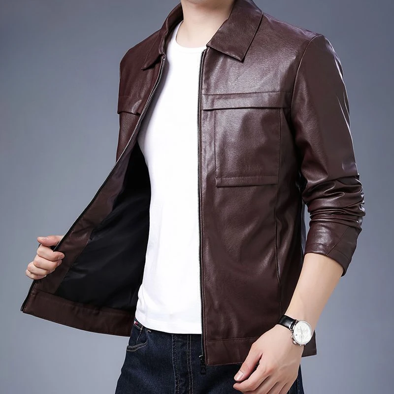 Leather Slim Fit Man Suits and Blazers Motorcycle Thin Coats High Quality New in Luxury Jacket for Men Designer Fashion 2024