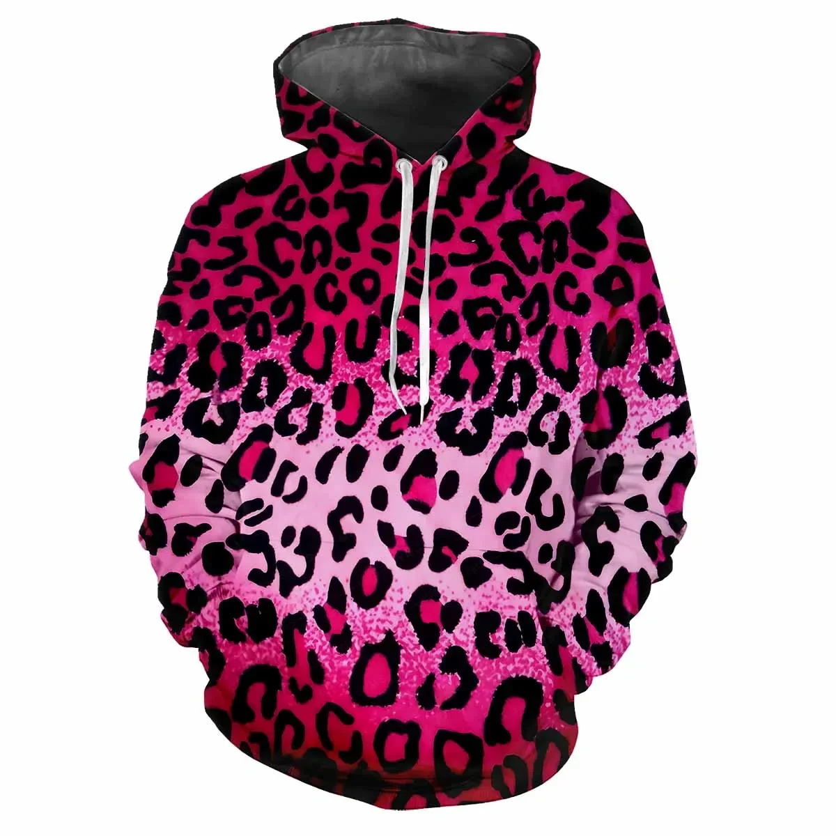 Trendy men\'s Hoodie Printed Leopard Print Patterns Digital Printing Casual Long Sleeved Hooded Thick Fabric Tops
