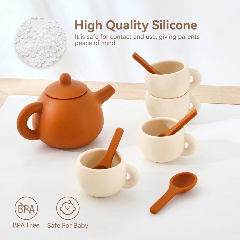 シリコン製アフタヌーンティーセットおもちゃごっこ遊び食べ物学習ロールプレイゲーム女の子男の子子供ギフト幼児向け早期教育玩具