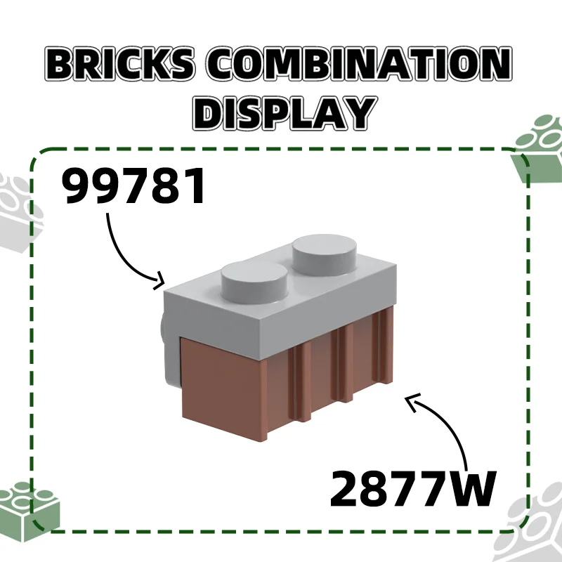 Wange 2877W 100g/200PCS Modified Vertical Grain 1x2 with Grille Fluted Block Moc Compatible with Brick DIY Parts Motorcycle