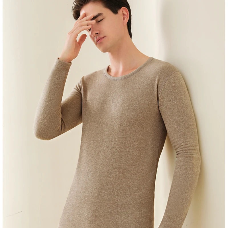 

Wool Silk Thermal Underwear Set Double-sided Cashmere Long Johns Plus Cashmere Thick Autumn Winter for Men Women Warm Underwear