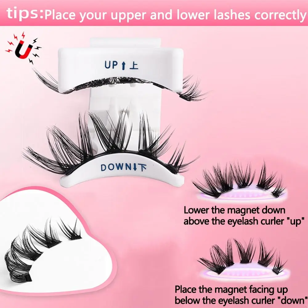 ติดทนนานขนตาแม่เหล็กธรรมชาติชุด 3D กาวขนตาปลอม Wispy ยาว Reusable Manga Lashes Lashes Extension