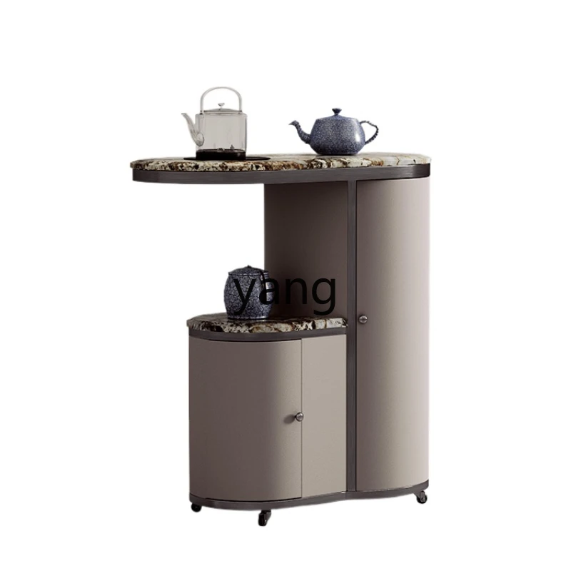 

LH balcony small tea table household multi-functional mobile tea cart high-end natural marble light luxury tea table