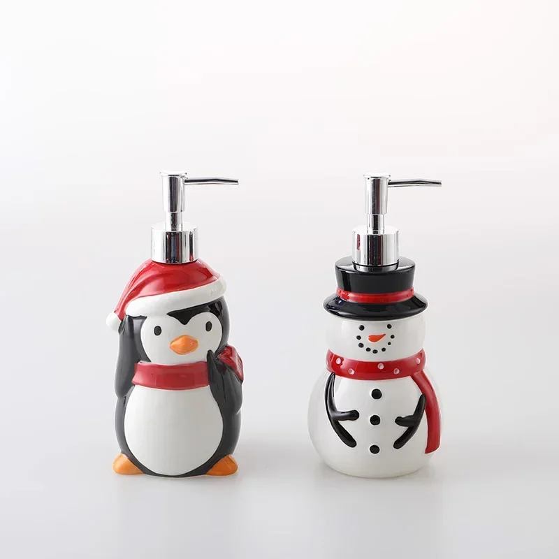 Ceramic lotion bottle Christmas hand lotion creative 3D hand-painted press bottle shampoo shower gel bottle bathroom accessories