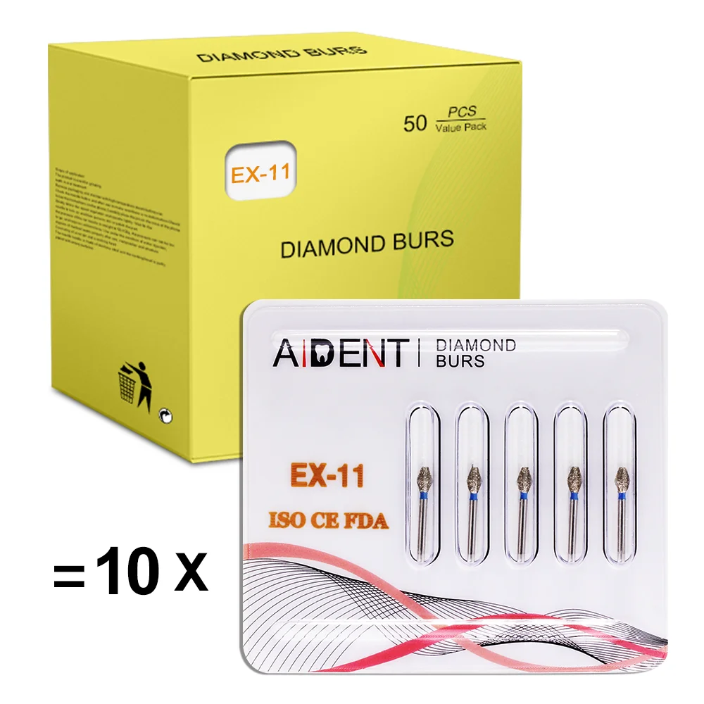 Special link Dental Diamond burs kit 10 packs blue ball High speed handpiece burs 105-125μ for oral consumables