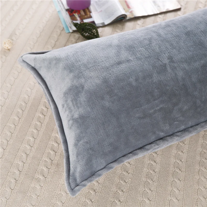 Solid Color Flannel Long Pillow Case Soft Comfortable Adults Double Lover Sleeping Pillow Cover Bedding Body Pillowcase