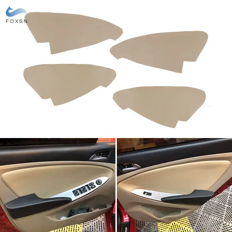 Für Hyundai Solaris Verna 2010 2011 2012 2013 2014 2015 2016 4-teilige Autoinnenraum-Türverkleidungen Armlehnen Mikrofaser-Leder-Abdeckung Zierleiste