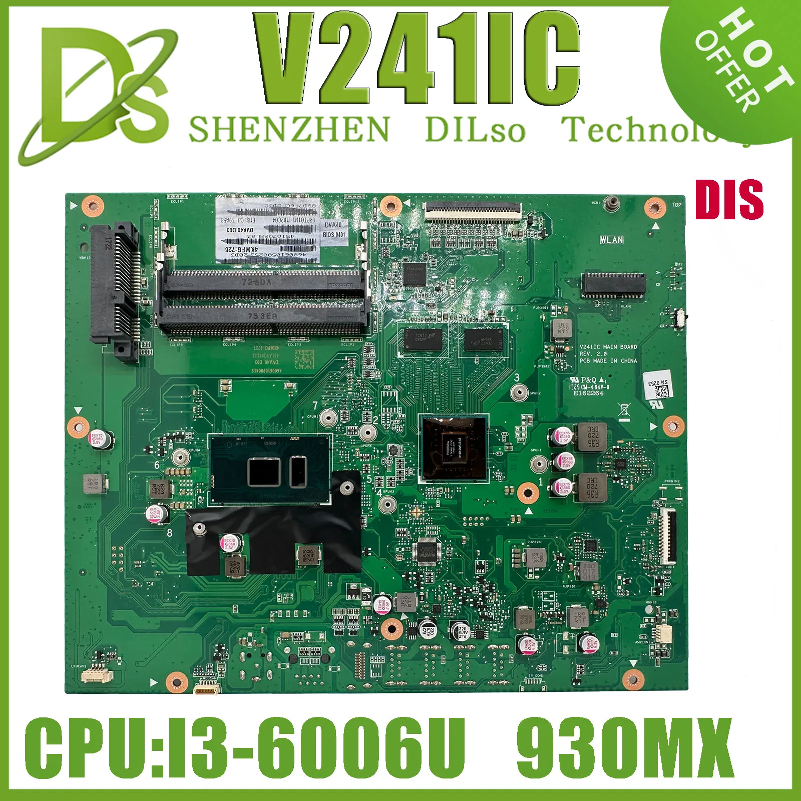 Imagem -02 - Kefu V241ic Placa-mãe para Asus V241i V241ic Placa Principal de Máquina Tudo-em-um com 4405u 4415u I36100u 930mx Uma100 Testado ok