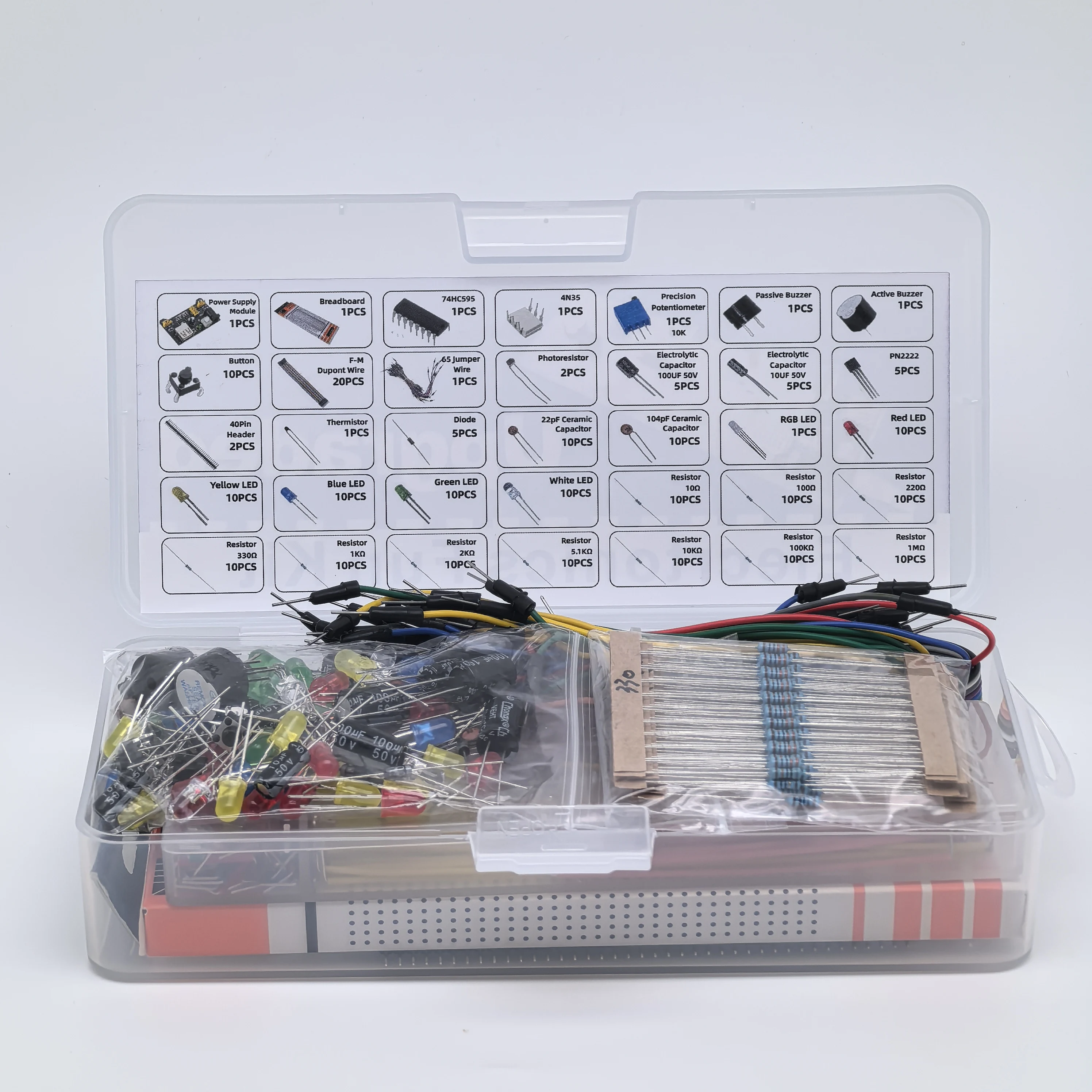 Das MB102 830-Loch-Steckplatinen-Set ist für das R3-Elektronik-Komponenten-Set geeignet und wird mit einer Aufbewahrungsbox geliefert. – Detail 3