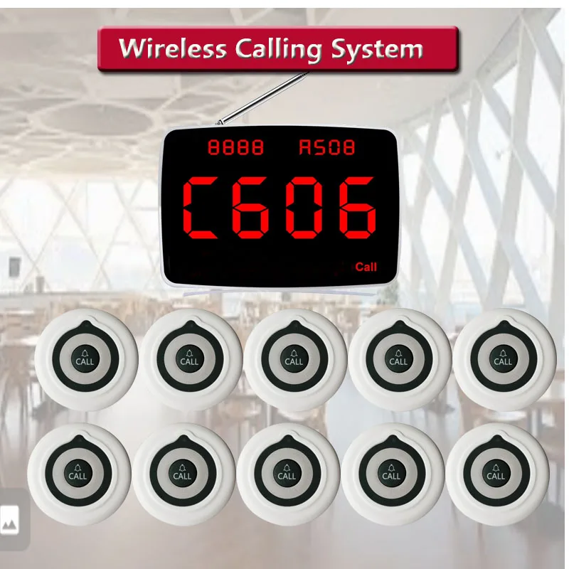 QWICALL  Wireless Calling System Restaurant 10 Pcs  Call Buttons for Bar,Restaurant,Office,Cafe Customer Service Bell