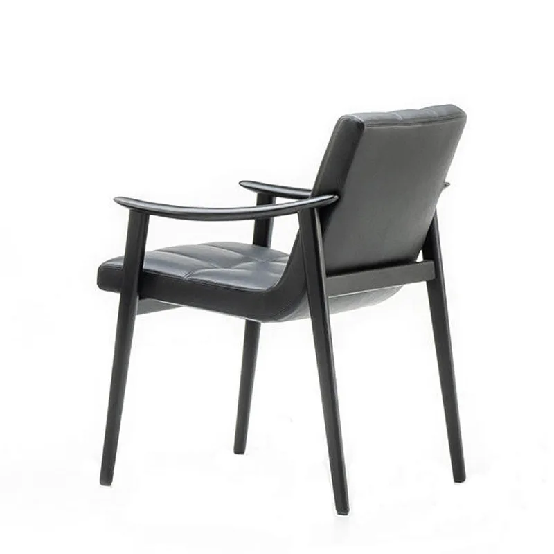 

Italian minimalist, simple leather, light luxury dining chair, solid wood chair