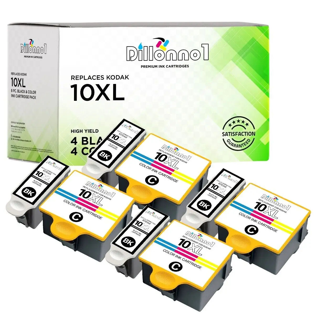 8 PACK For Kodak 10 XL Black/Color Cartridges For EasyShare ESP Hero Printer