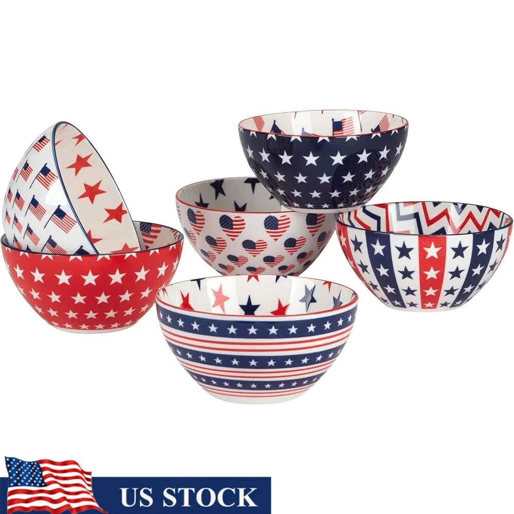 

Набор из 6 патриотических мисок на 16 унций. Прочная меламиновая посудомоечная машина. Идеальные праздничные торжества. Универсальная посуда. Креативный дизайн.