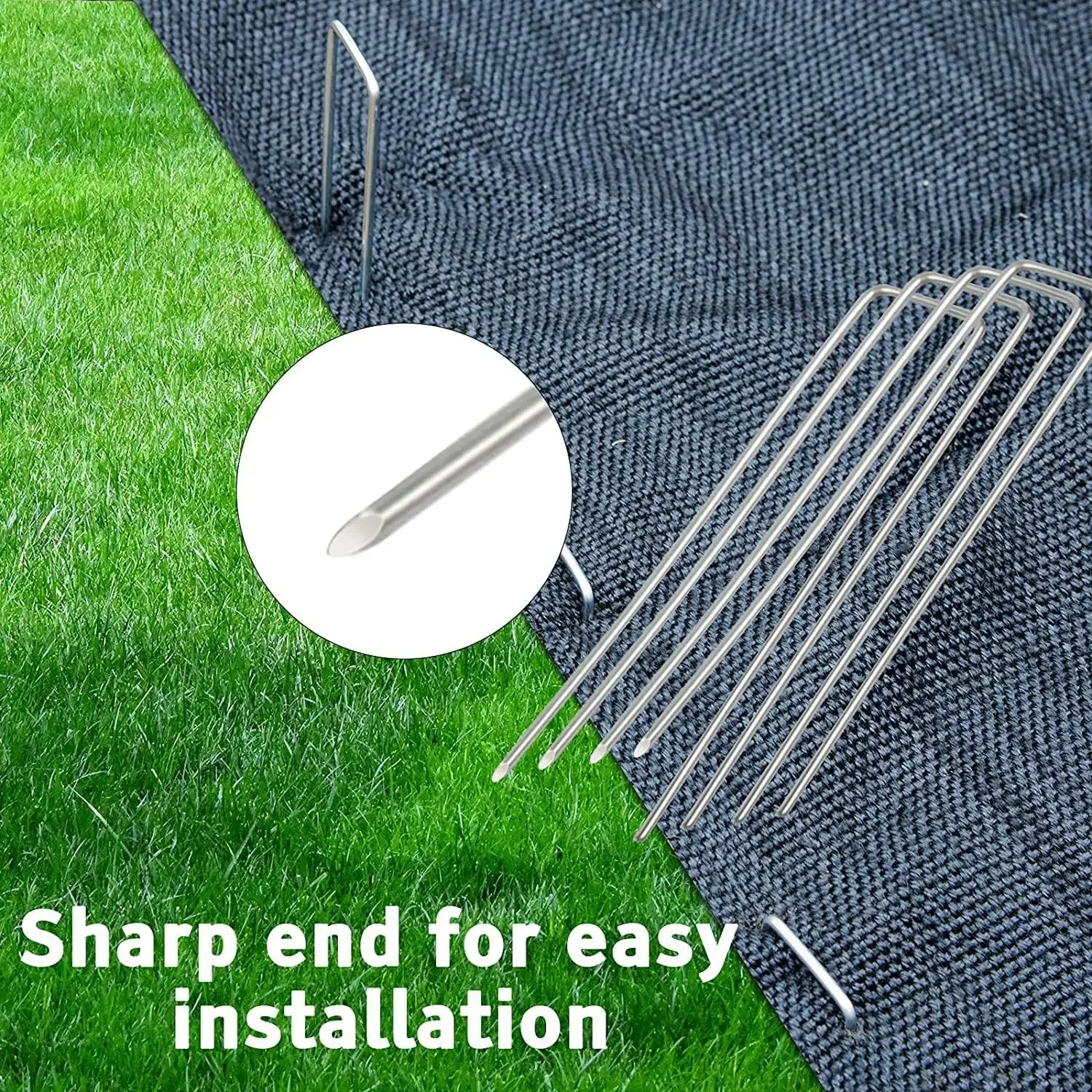 100Set U-shaped Ground Pegs with Buffer Washers Garden Pegs for Securing Weed Landscape Fabric Netting Garden Lawn Accessory