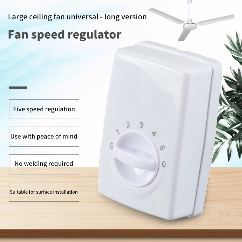 Regulator Speed Controller Electric Fan Panel Switch Five Gears AdjustableNo Welding Required Install General Ceiling Fan Speed