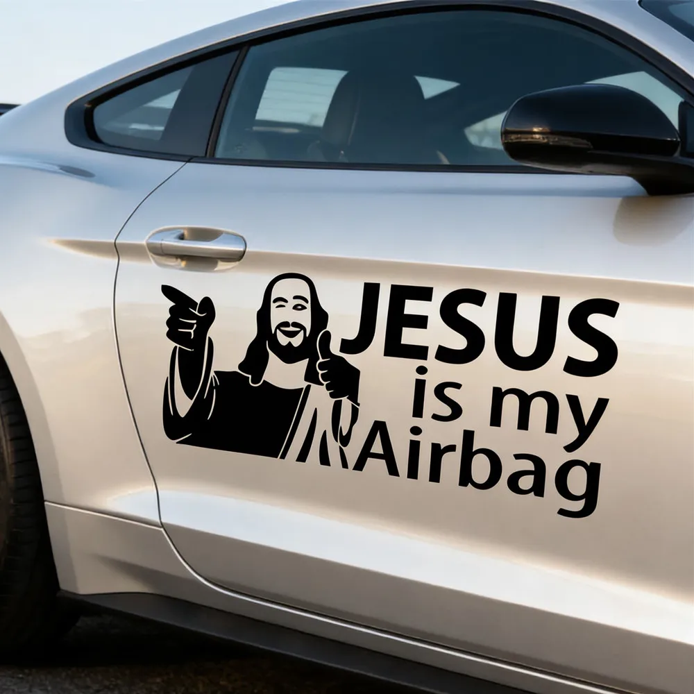 JESUS IS MY AIRBAG Custom Vinyl Car Sticker Decal for SUV/Truck/Windows - Waterproof, UV Resistant, Laser Cut, Easy to Install