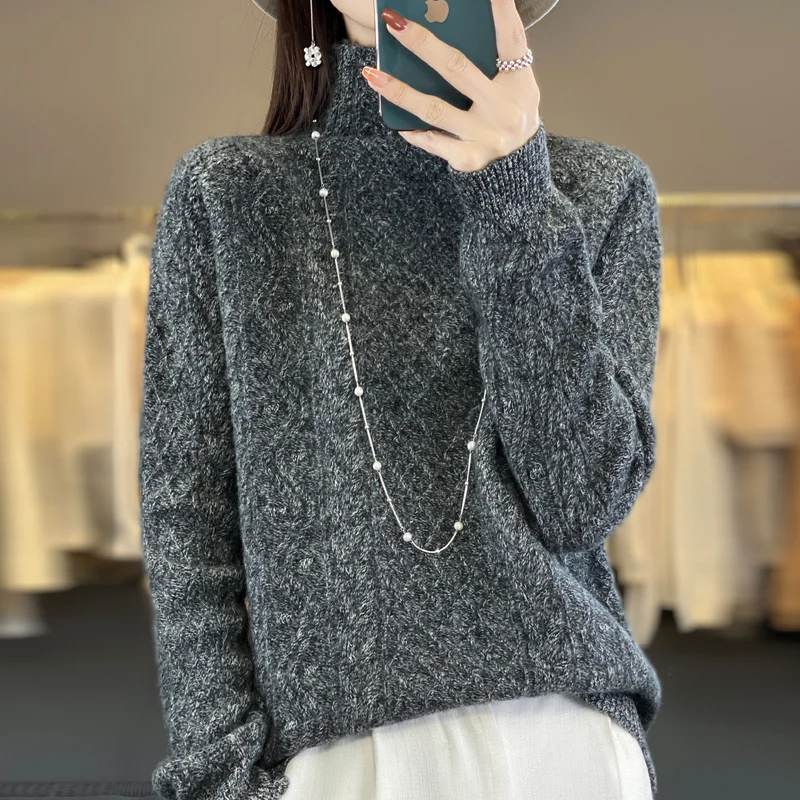 Roll kragen pullover Kaschmir pullover Frauen Herbst/Winter neue reine Wolle Pullover Damen stricken lose große Pullover weiblich