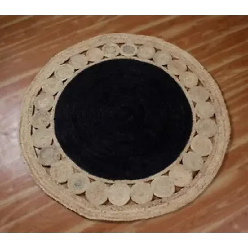 

Rug 100% Natural Jute Round Area Floor Mat Reversible Carpet Living Rustic Rug