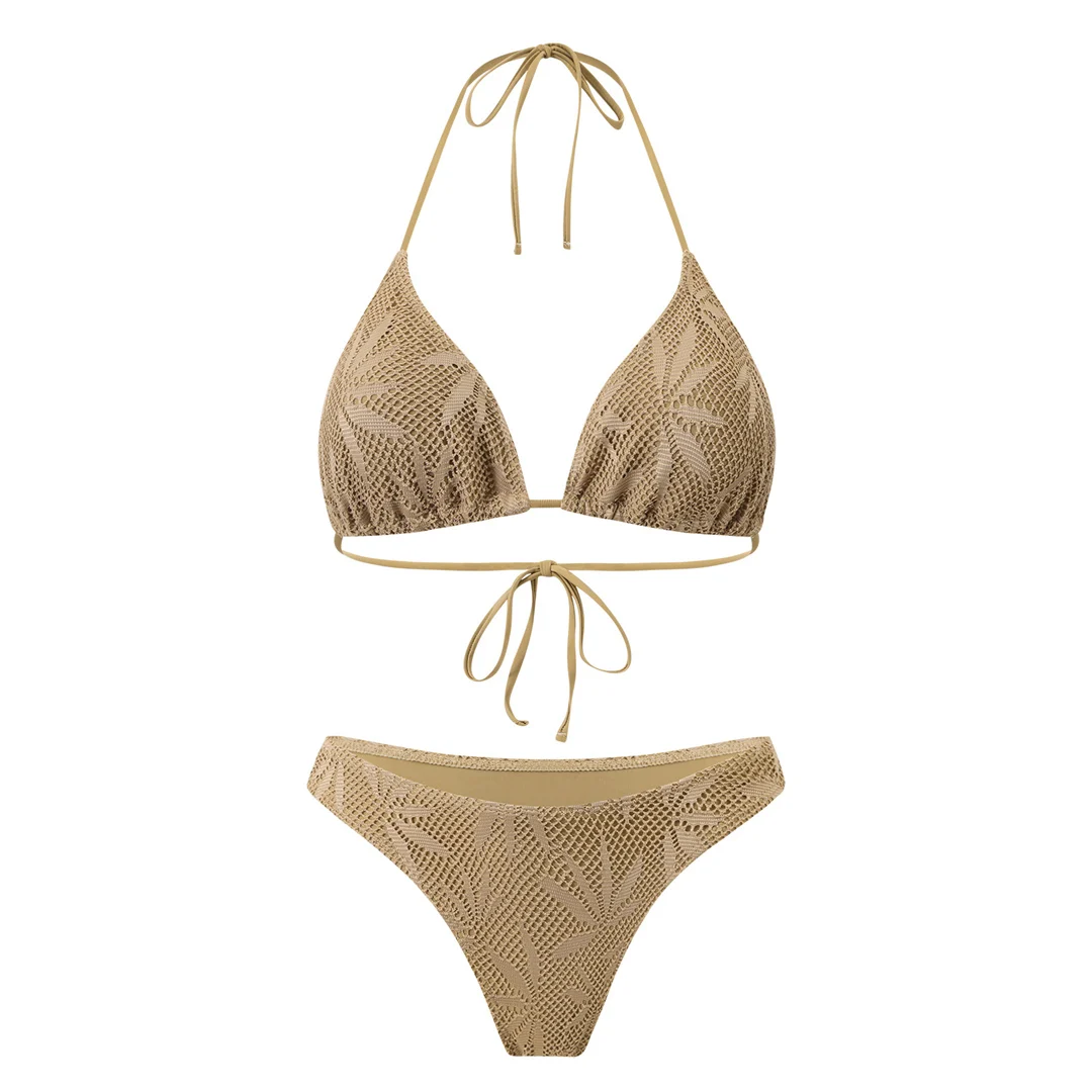 Mit Rock, Neckholder, ausgeschnittenem Bikini, Damen-Badeanzug, dreiteiliges Bikini-Set, gepolsterter Badeanzug, Badebekleidung, Schwimmanzug V7916 – Detail 9