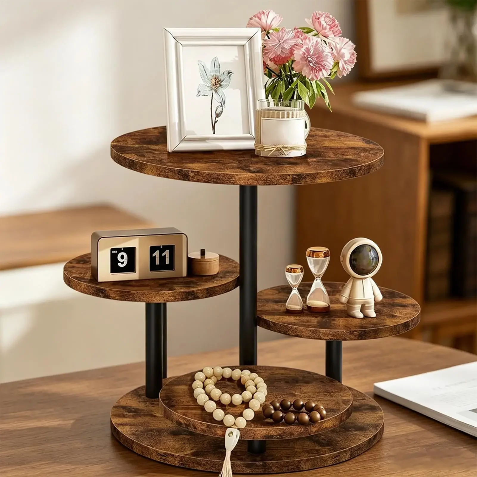 Cupcake Tower Stand 4 Tier Dessert Display Tray 360 Degree Rotatable Cupcake Holder Stand For Wedding Birthday Party Brunch