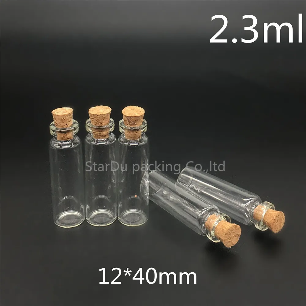 12*40mm Small Cork Glass Bottle 2.3ml  Drifting Jar Lucky Bottle 100pcs/lot Cork Bottle