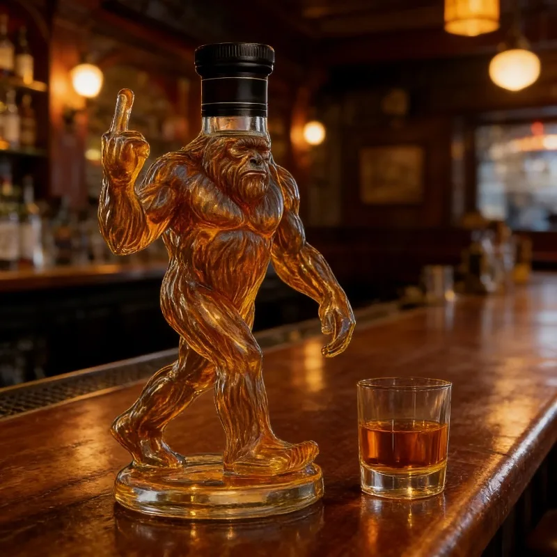Funny Bigfoot Crown Whiskey Decanter, Novelty Glass Liquor Bottle for Home Bar & Gifting view 6