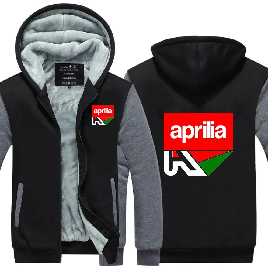 2023 NEW winter printed APRILIA car logo thickened casual coat men's zipper men's Plush coat