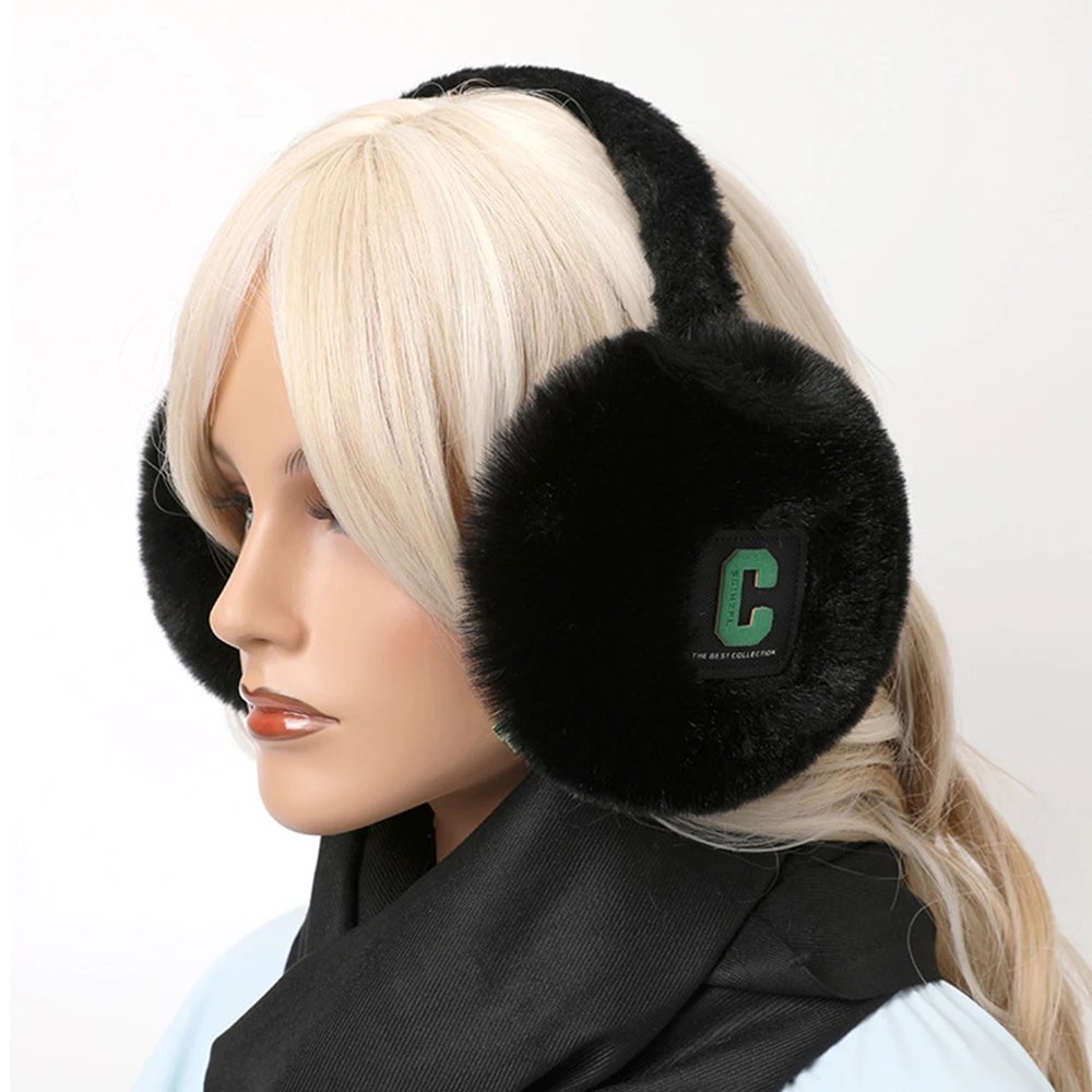 Autumn/Winter letter C Foldable Earmuffs Soft Cold Protection Plush Earmuffs Portable Winter Accessories Ear Cover Outdoor