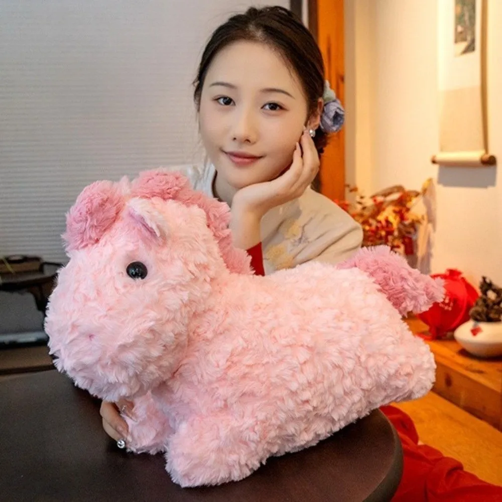 Мягкая лошадь, плюшевые игрушки, пушистые куклы-талисманы, мультяшная кукла-лошадь, полипропиленовая хлопковая наполнитель, кавайные мягкие игрушки, украшение для детской комнаты