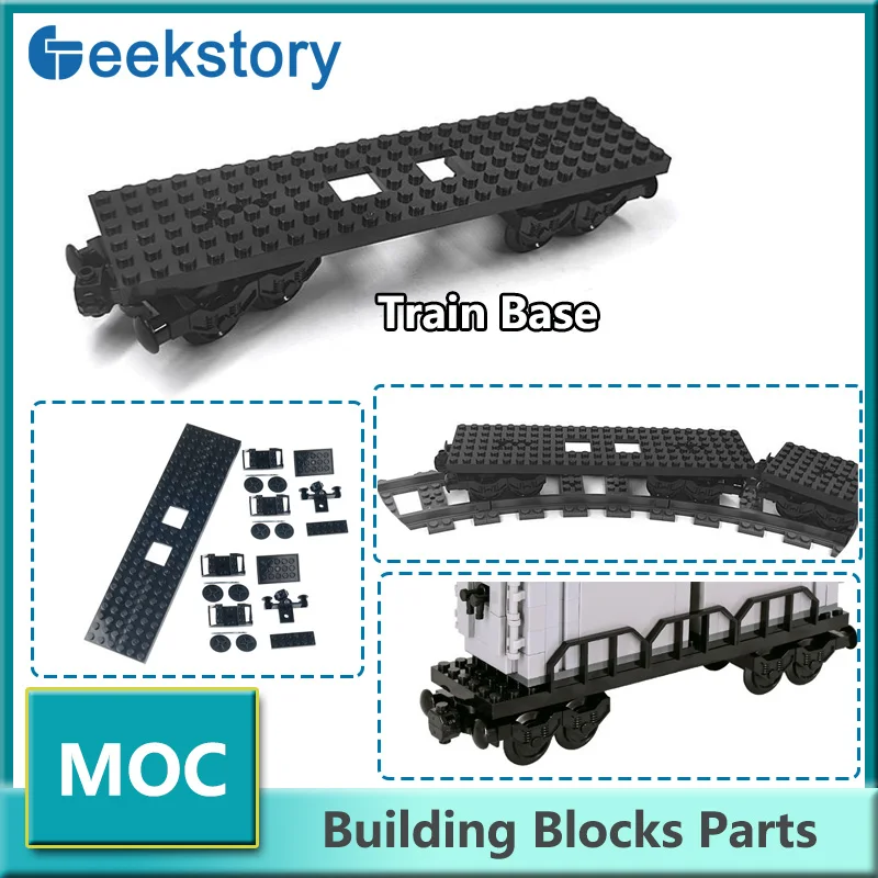 

City Train Track Base MOC Building Blocks Set With Top Plate Parts Wheels Technical Bricks Train Car Chassis Model Toys Parts