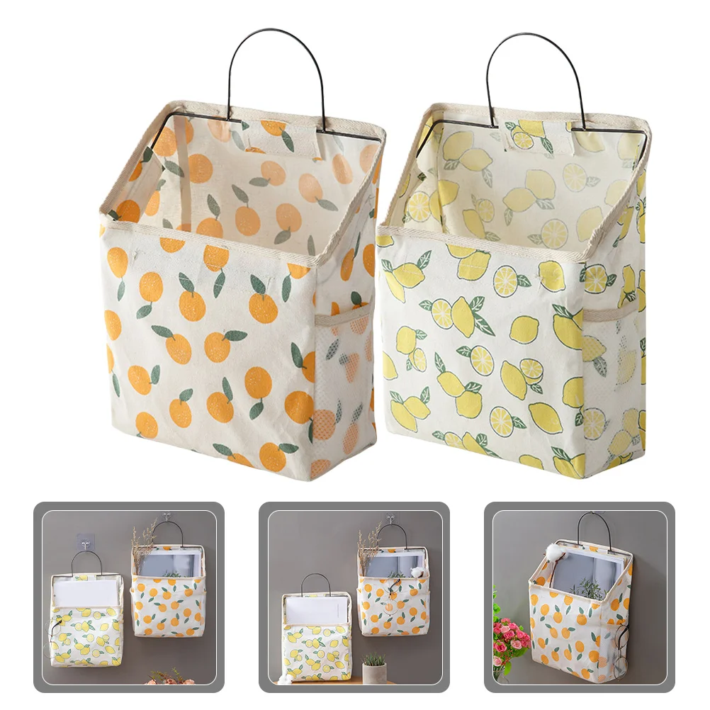 

2pcs Multipurpose Storage Hanging Pouch Large Capacity Cotton Organizer For Wall Door Back Bedroom Dorm Room Sundries Holder Bag