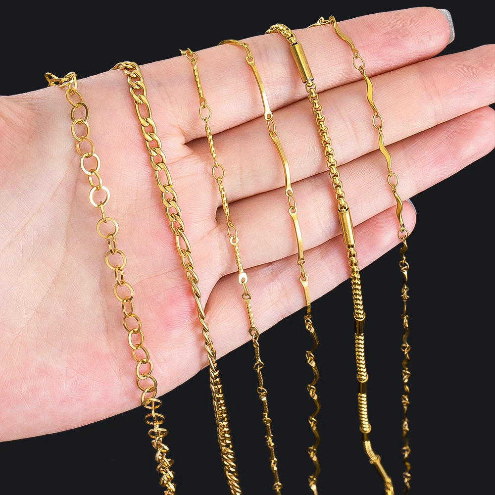 Catene per labbra placcate in oro in acciaio inossidabile non sbiadito da 1M 2M Catena fai da te per cucito Collana Bracciale Creazione di gioielli Accessori