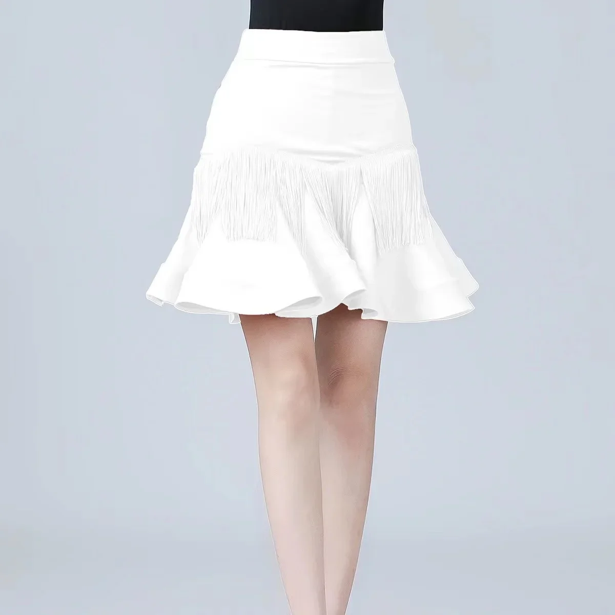 Vrouwen Latin Dance Rokken Ballroom Rumba Samba Kwasten Danskleding Volwassen Training Stage Performance Visgraat Rok Kostuums