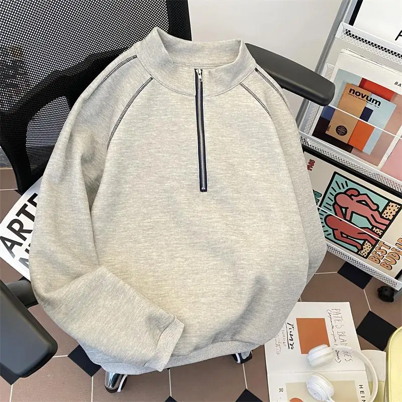 

Мужские худи без капюшона в стиле Харадзюку с клетчатым узором, тартаном и сетчатым рисунком, модный тренд, свободный крой