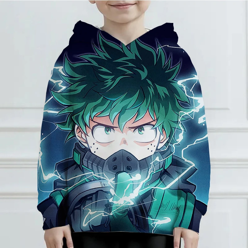 بلدي بطل الأكاديمية ثلاثية الأبعاد الطباعة أنيمي هوديس بنين بنات قمصان سويت شيرت بقلنسوة الاطفال طويلة الأكمام البلوفرات القمم ملابس الأطفال #3