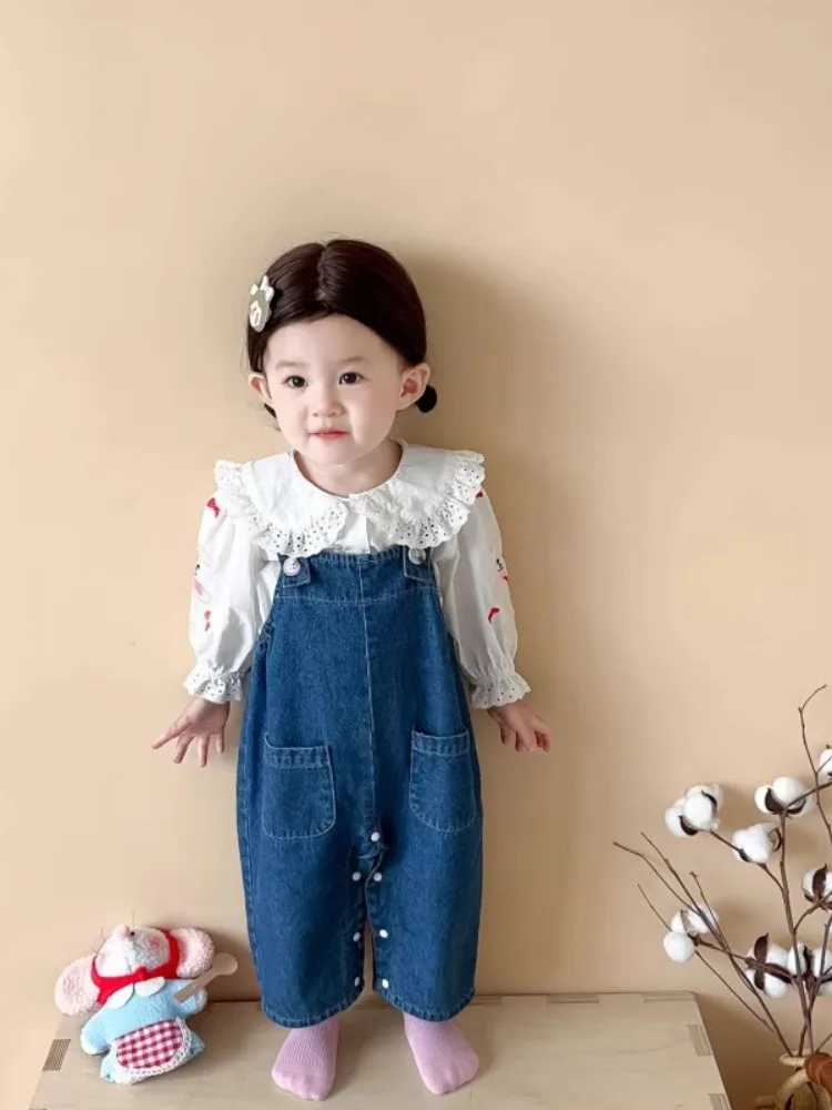 Baby Outfit Herbst Koreanische Sle Infant Denim Strap Rer Anzug für Babys Weiche Denim Strap Outwear ex Baby Kleidung