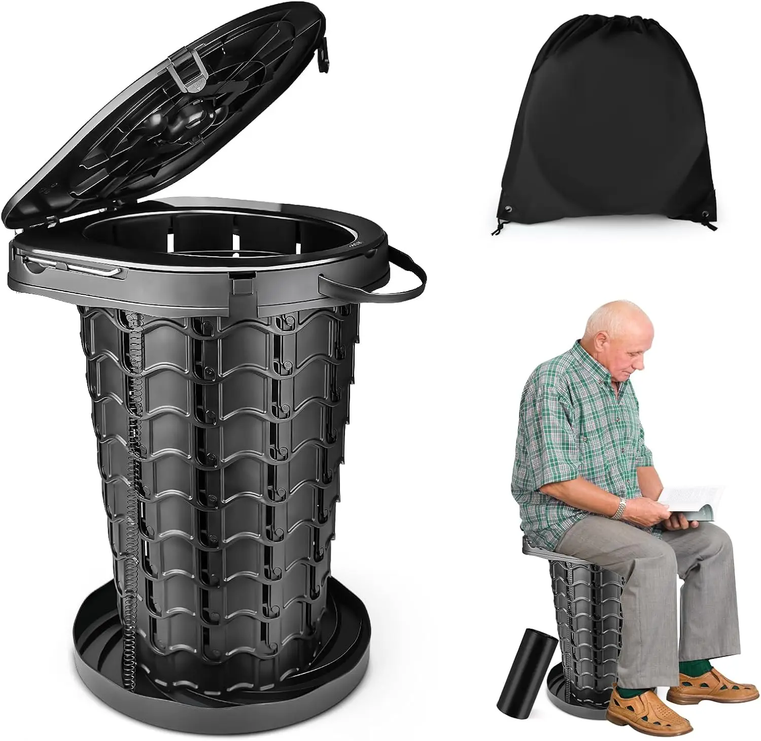 

Портативный туалет XXL с регулируемой высотой для кемпинга, путешествий и водного туризма - грузоподъемность 440 фунтов