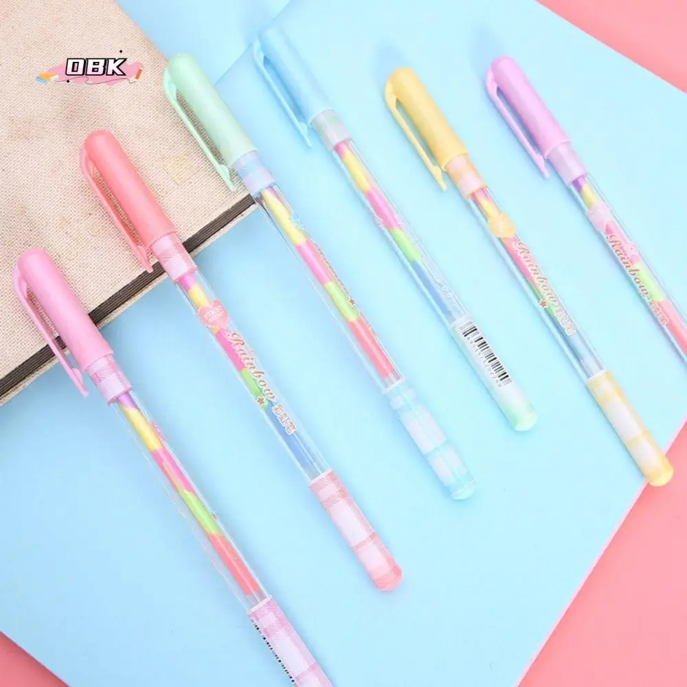 

6pcs/set DIY Highlighter 7 Colors Candy Text Marker Gel Pen Draw Glitter 0.8mm Change 7 Colors Gel Pen Creative INS Take Notes