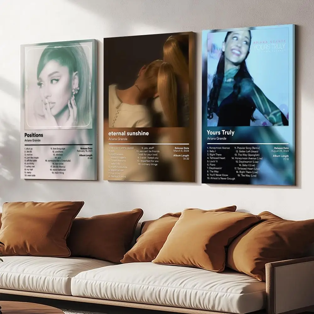 Singer A-Ariana Grande Album Cover Painting Calligraphy Wooden Framed Canvas Poster Wall Art HD Waterproof Print Home Decor